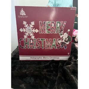 44" Merry Christmas with Snowflake Holographic Lighted Christmas Window Decor
